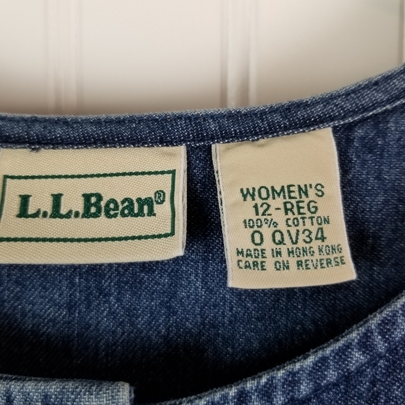 LL Bean Womens Maxi Dress Size 12 Denim Long Sleeve Button Front Modest Western - Picture 4 of 14